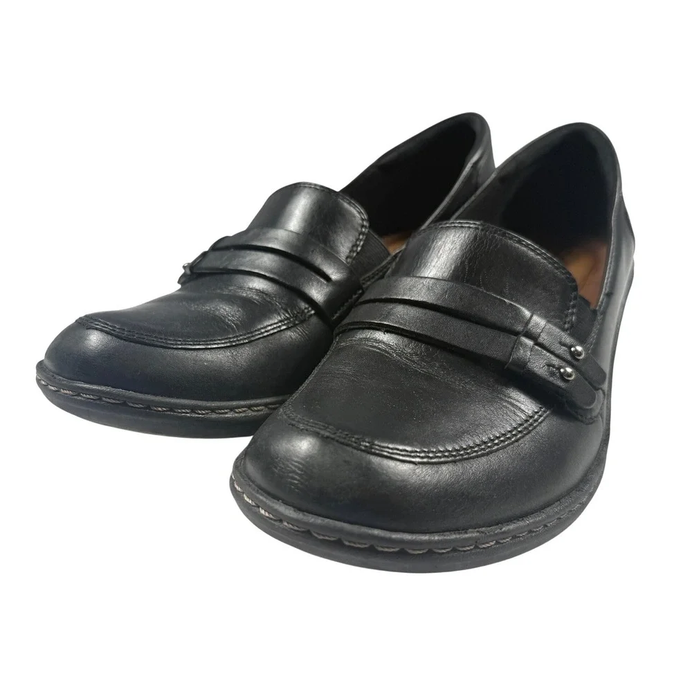 Cobb Hill Black Leather Loafer Slip On Grunge Goth Office Preppy Womens‎ 10N